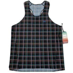 Janji Mens AFO Singlet Midnight Plaid Racer Top Size XL